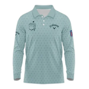 Golf Pattern Masters Tournament Callaway Zipper Polo Shirt Cyan Pattern All Over Print Zipper Polo Shirt For Men