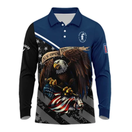 Special Version 124th U.S. Open Pinehurst Callaway Long Polo Shirt Color Blue Eagle USA  Long Polo Shirt For Men