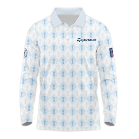 PGA Tour 124th U.S. Open Pinehurst Taylor Made Long Polo Shirt Sports Pattern Cup Color Light Blue Long Polo Shirt For Men