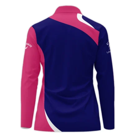 Golf Sport 79th U.S. Women’s Open Lancaster Callaway Zipper Long Polo Shirt Navy Mix Pink All Over Print Zipper Long Polo Shirt For Woman
