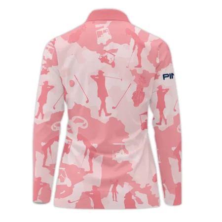 Camo Pink Color 79th U.S. Women’s Open Lancaster Ping Long Polo Shirt Golf Sport All Over Print Long Polo Shirt For Woman