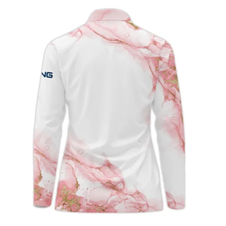 Pink Gold Marble 79th U.S. Women’s Open Lancaster Ping Long Polo Shirt Golf Sport All Over Print Long Polo Shirt For Woman