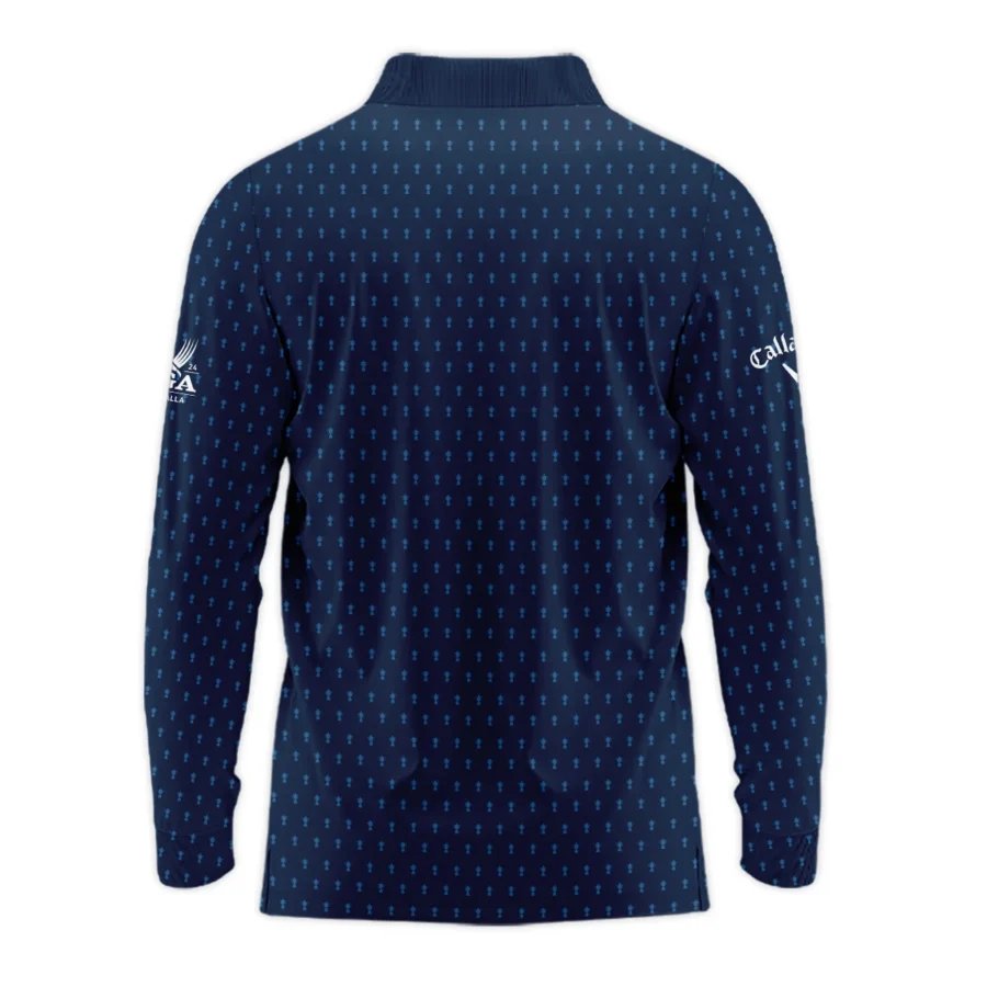 Callaway 2024 PGA Championship Golf Long Polo Shirt Dark Blue Gradient Pattern All Over Print Long Polo Shirt For Men