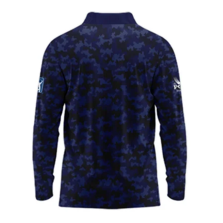 Golf 2024 PGA Championship Callaway Long Polo Shirt Blue Camouflage Pattern Sport All Over Print Long Polo Shirt For Men