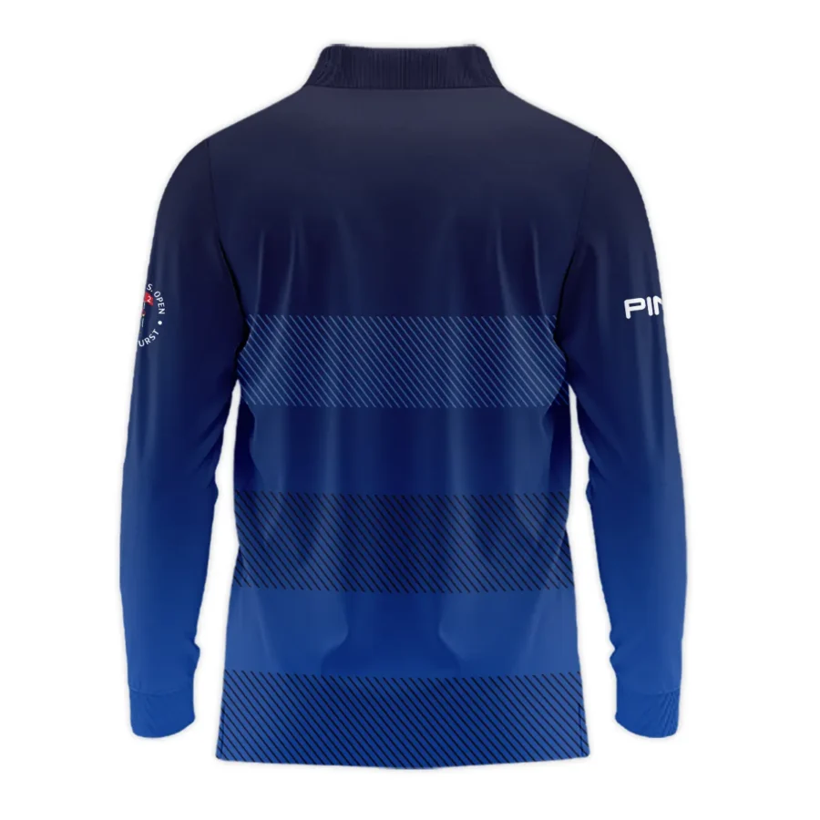 Ping 124th U.S. Open Pinehurst Long Polo Shirt Sports Dark Blue Gradient Striped Pattern All Over Print Long Polo Shirt For Men