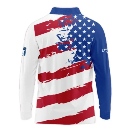 Sports Callaway 124th U.S. Open Pinehurst Long Polo Shirt USA Flag Grunge White All Over Print Long Polo Shirt For Men