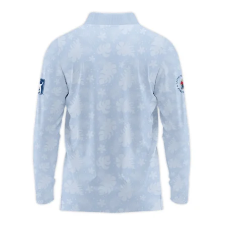 124th U.S. Open Pinehurst Callaway Golf Long Polo Shirt Light Blue Pastel Floral Hawaiian Pattern All Over Print Long Polo Shirt For Men