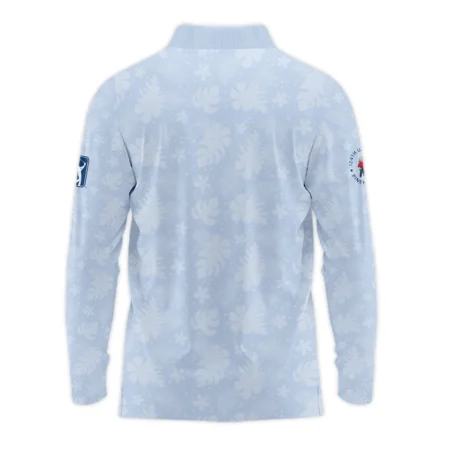 124th U.S. Open Pinehurst Ping Golf Long Polo Shirt Light Blue Pastel Floral Hawaiian Pattern All Over Print Long Polo Shirt For Men