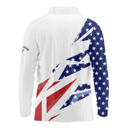 124th U.S. Open Pinehurst Callaway Long Polo Shirt Golf Pattern White USA Flag All Over Print Long Polo Shirt For Men