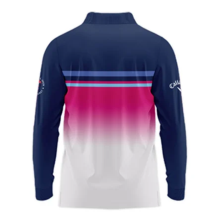 Sport Callaway 124th U.S. Open Pinehurst Long Polo Shirt White Strong Pink Very Dark Blue Pattern  All Over Print Long Polo Shirt For Men