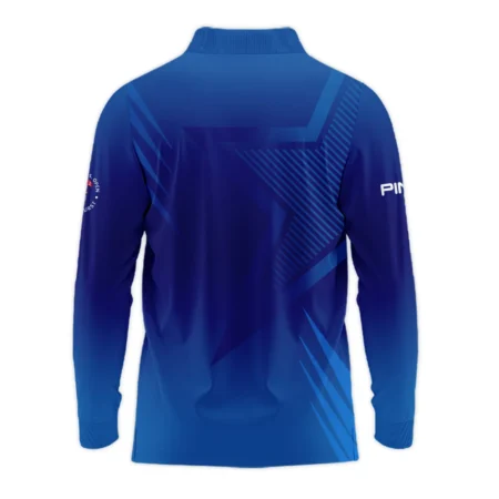 124th U.S. Open Pinehurst No.2 Ping Long Polo Shirt Dark Blue Gradient Star Pattern Long Polo Shirt For Men