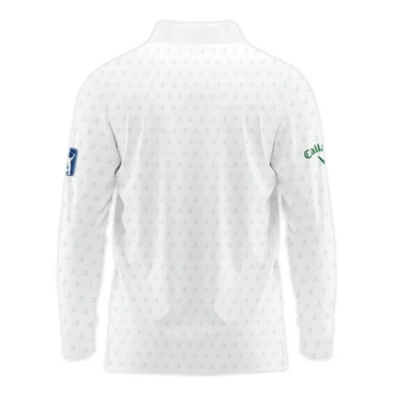 Golf Sport Masters Tournament Callaway Long Polo Shirt Sports Logo Pattern White Green Long Polo Shirt For Men