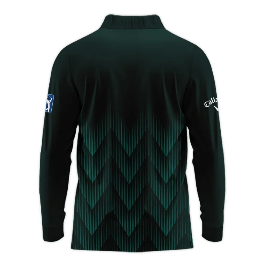 Masters Tournament Golf Callaway Long Polo Shirt Zigzag Pattern Dark Green Golf Sports All Over Print Long Polo Shirt For Men