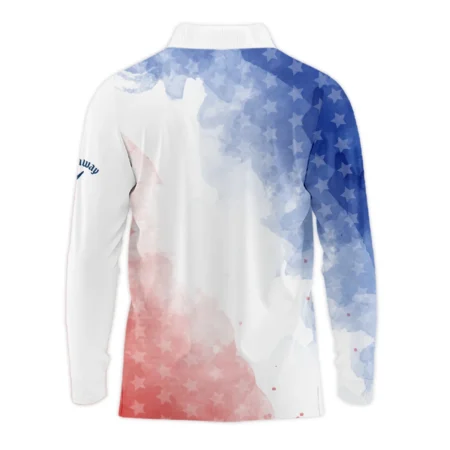 124th U.S. Open Pinehurst Golf Callaway Long Polo Shirt Stars Blue Red Watercolor Golf Sports All Over Print Long Polo Shirt For Men