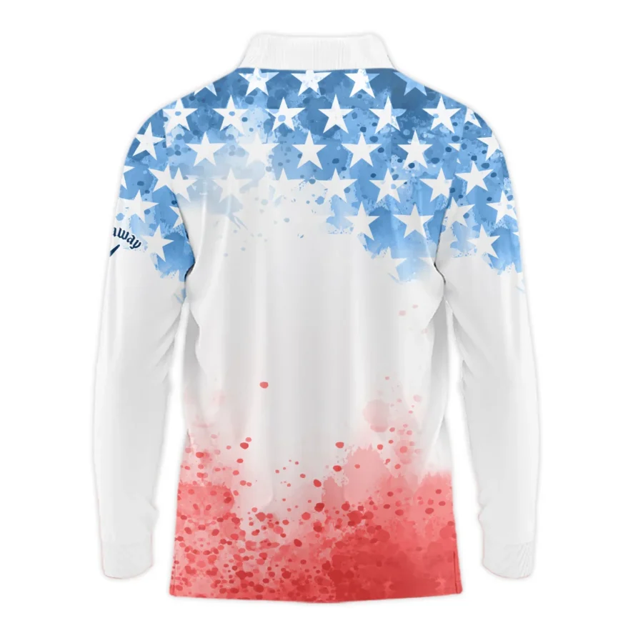 Special Version 124th U.S. Open Pinehurst Callaway Long Polo Shirt Watercolor Blue Red Stars Long Polo Shirt For Men