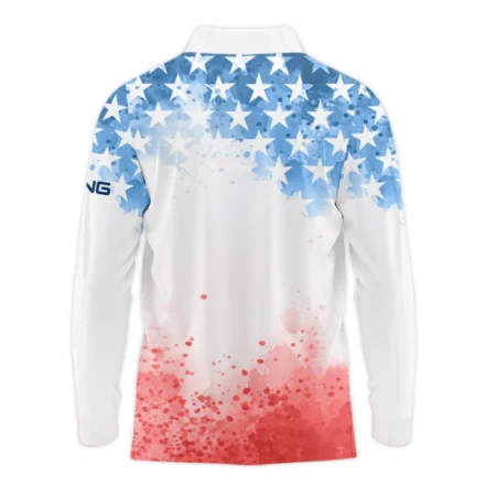 Special Version 124th U.S. Open Pinehurst Ping Long Polo Shirt Watercolor Blue Red Stars Long Polo Shirt For Men