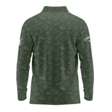 2024 Golf Pattern Masters Tournament Callaway Long Polo Shirt Dark Green Pattern All Over Print Long Polo Shirt For Men