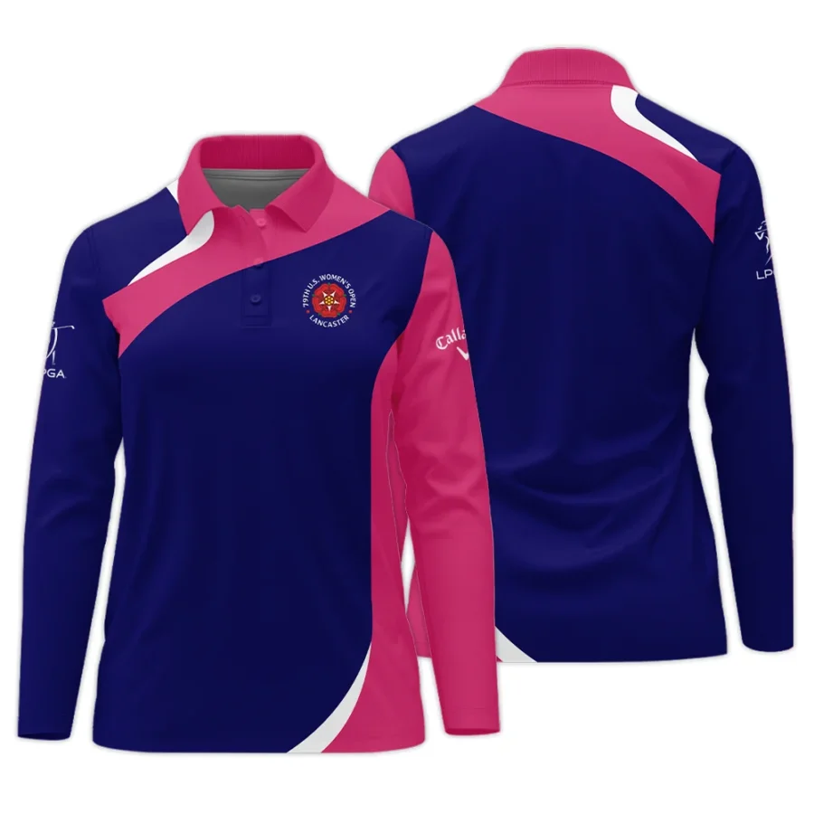 Golf Sport 79th U.S. Women’s Open Lancaster Callaway Long Polo Shirt Navy Mix Pink All Over Print Long Polo Shirt For Woman