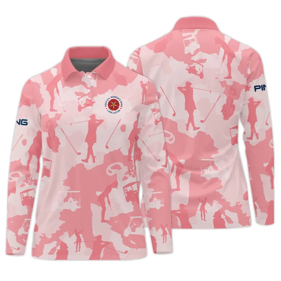 Camo Pink Color 79th U.S. Women’s Open Lancaster Ping Long Polo Shirt Golf Sport All Over Print Long Polo Shirt For Woman