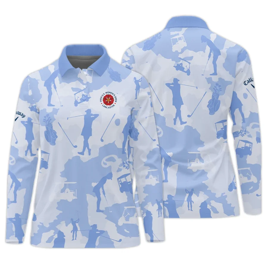Camo Blue Color 79th U.S. Women’s Open Lancaster Callaway Long Polo Shirt Golf Sport All Over Print Long Polo Shirt For Woman