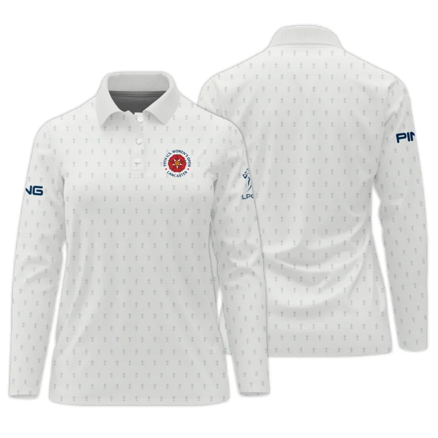 Golf Pattern Cup 79th U.S. Women’s Open Lancaster Ping Long Polo Shirt Golf Sport White All Over Print Long Polo Shirt For Woman