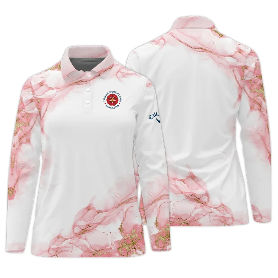 Pink Gold Marble 79th U.S. Women’s Open Lancaster Callaway Long Polo Shirt Golf Sport All Over Print Long Polo Shirt For Woman