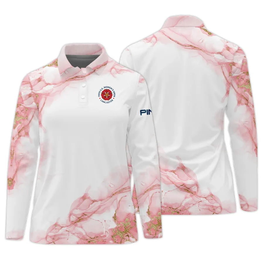 Pink Gold Marble 79th U.S. Women’s Open Lancaster Ping Long Polo Shirt Golf Sport All Over Print Long Polo Shirt For Woman