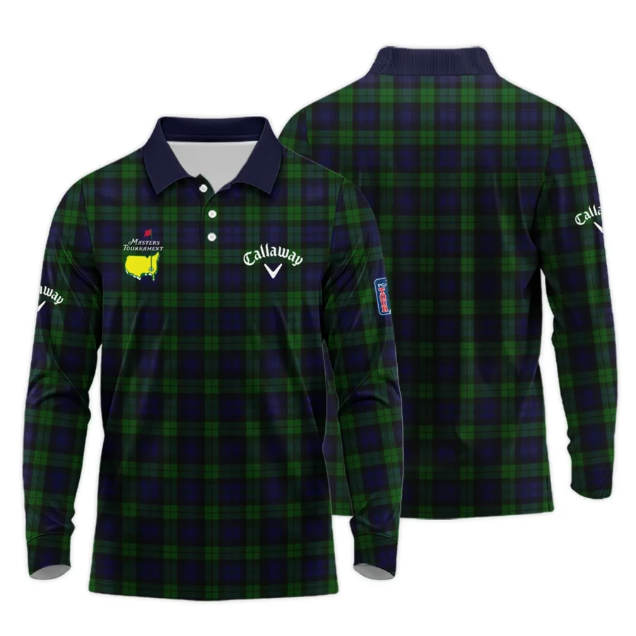 Masters Tournament Callaway Golf Long Polo Shirt Sports Green Purple Black Watch Tartan Plaid All Over Print Long Polo Shirt For Men