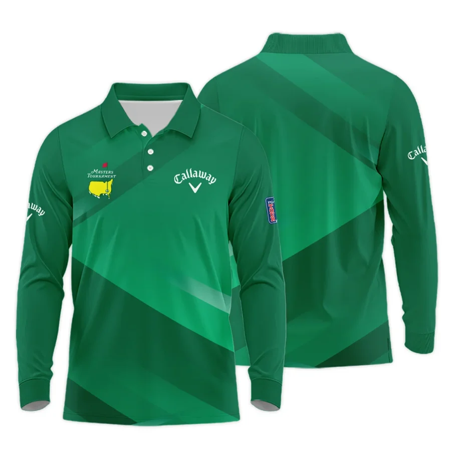 Callaway Masters Tournament Golf Long Polo Shirt Green Gradient Pattern Sports All Over Print Long Polo Shirt For Men