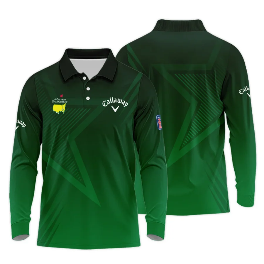 Callaway Masters Tournament Long Polo Shirt Dark Green Gradient Star Pattern Golf Sports Long Polo Shirt For Men