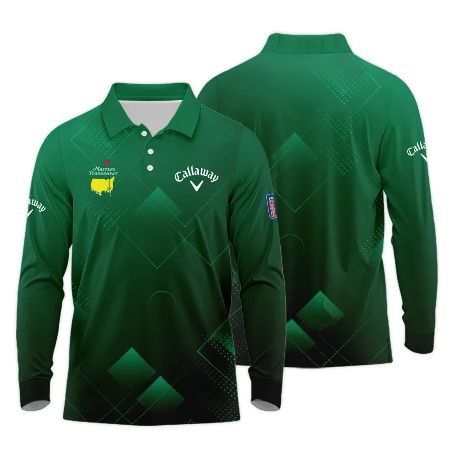 Masters Tournament Callaway Long Polo Shirt Golf Sports Green Abstract Geometric Long Polo Shirt For Men