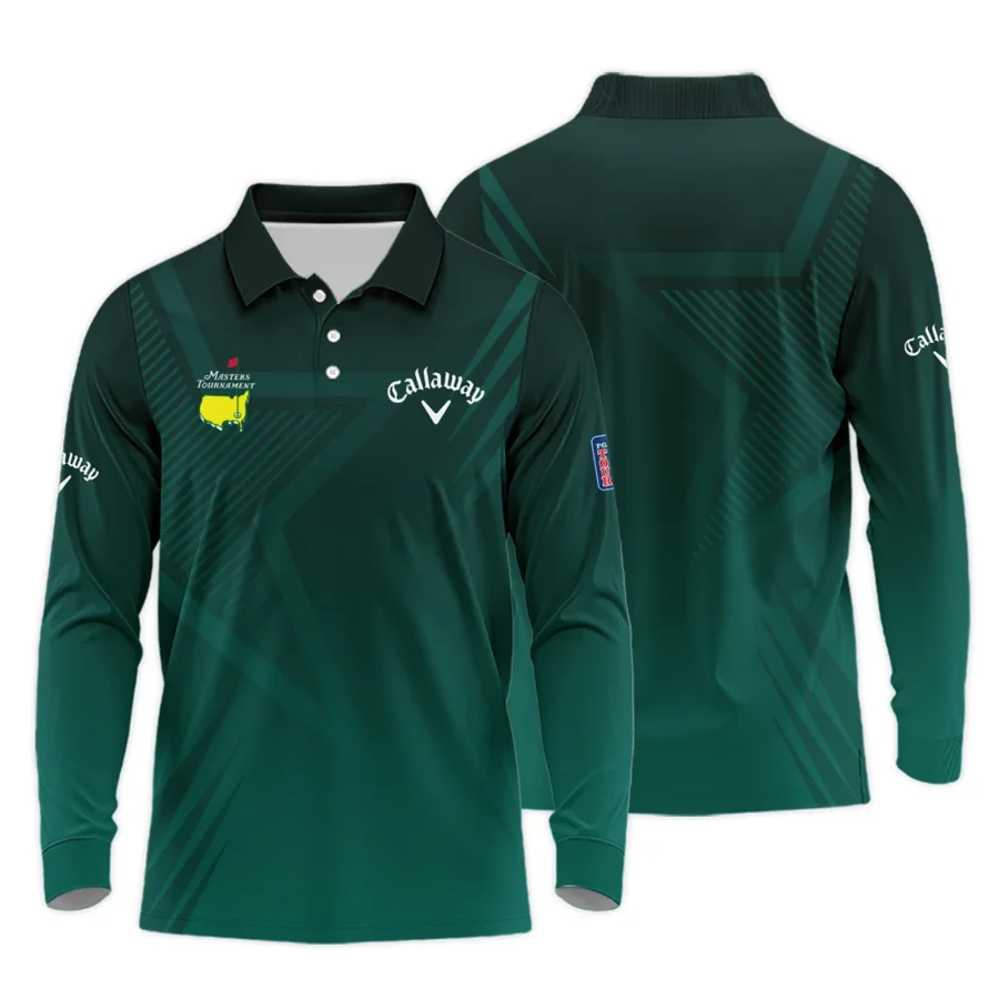 Sports Callaway Masters Tournament Long Polo Shirt Star Pattern Dark Green Gradient Golf Long Polo Shirt For Men