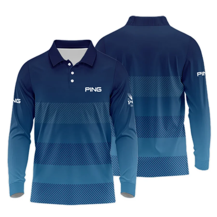 2024 PGA Championship Ping Long Polo Shirt Dark Blue Gradient Pattern All Over Print Long Polo Shirt For Men