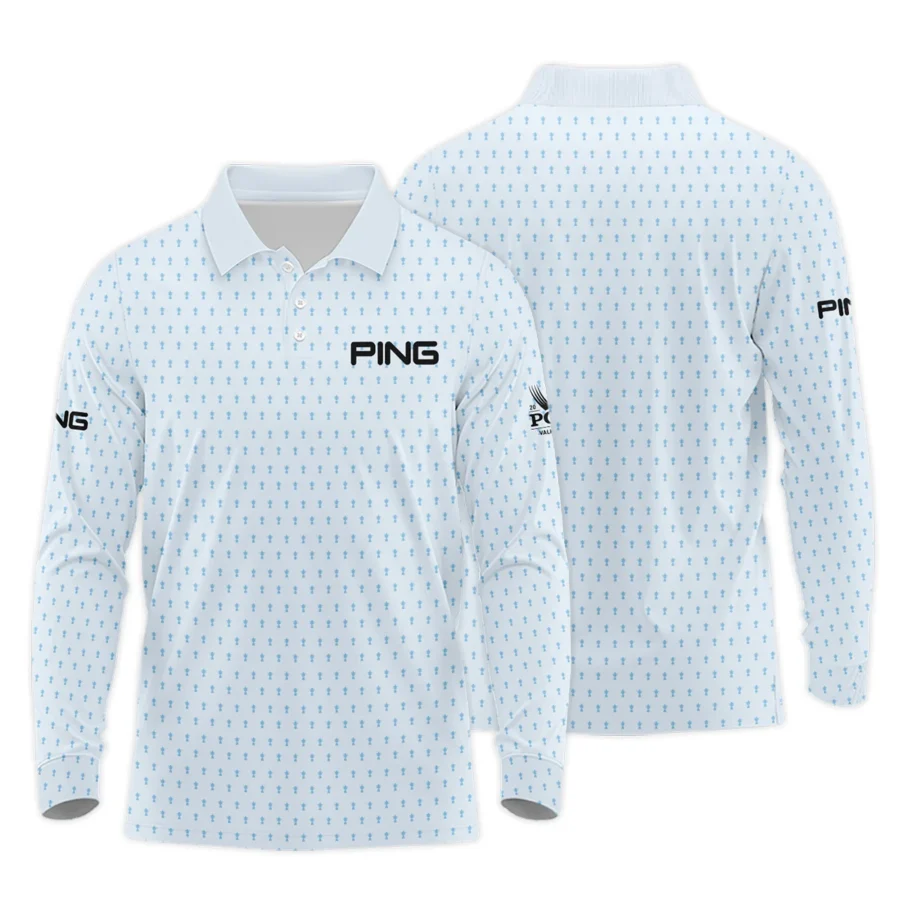 2024 PGA Championship Ping Golf Long Polo Shirt Light Blue Pastel Golf Cup Pattern All Over Print Long Polo Shirt For Men