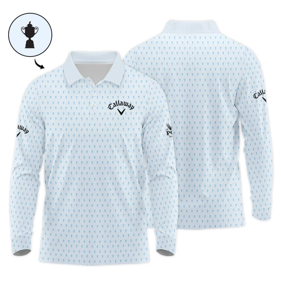 PGA Championship Valhalla Sports Callaway Long Polo Shirt Cup Pattern Light Blue Pastel All Over Print Long Polo Shirt For Men