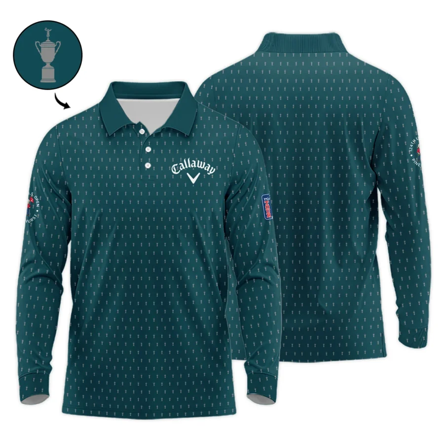 Callaway 124th U.S. Open Pinehurst Sports Long Polo Shirt Cup Pattern Green All Over Print Long Polo Shirt For Men