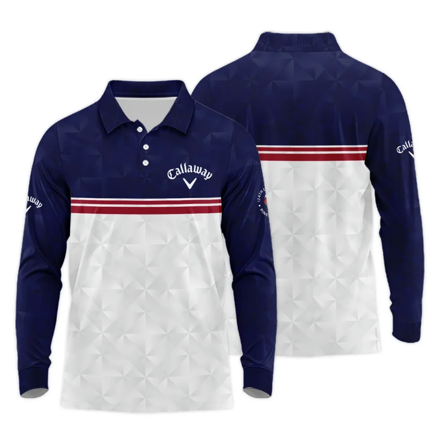 Golf Sport 124th U.S. Open Pinehurst Callaway Long Polo Shirt Dark Blue White Abstract Geometric Triangles All Over Print Long Polo Shirt For Men