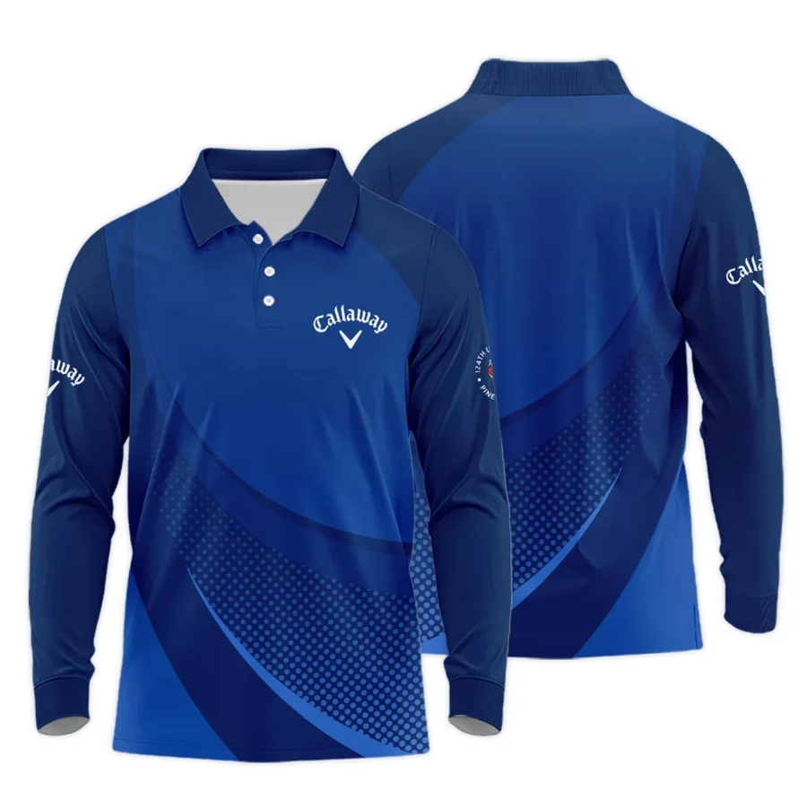 Callaway 124th U.S. Open Pinehurst Golf Sport Long Polo Shirt Dark Blue Gradient Halftone Pattern All Over Print Long Polo Shirt For Men