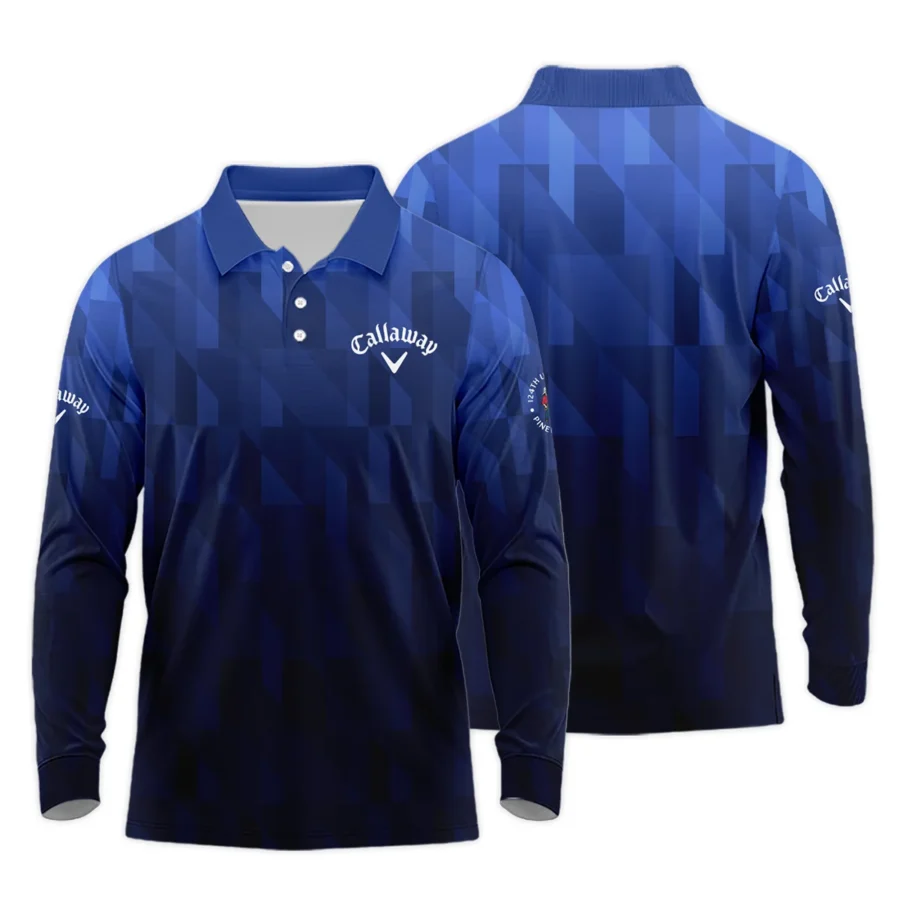 Callaway 124th U.S. Open Pinehurst Golf Sport Long Polo Shirt Blue Fabric Geometric Pattern  All Over Print Long Polo Shirt For Men