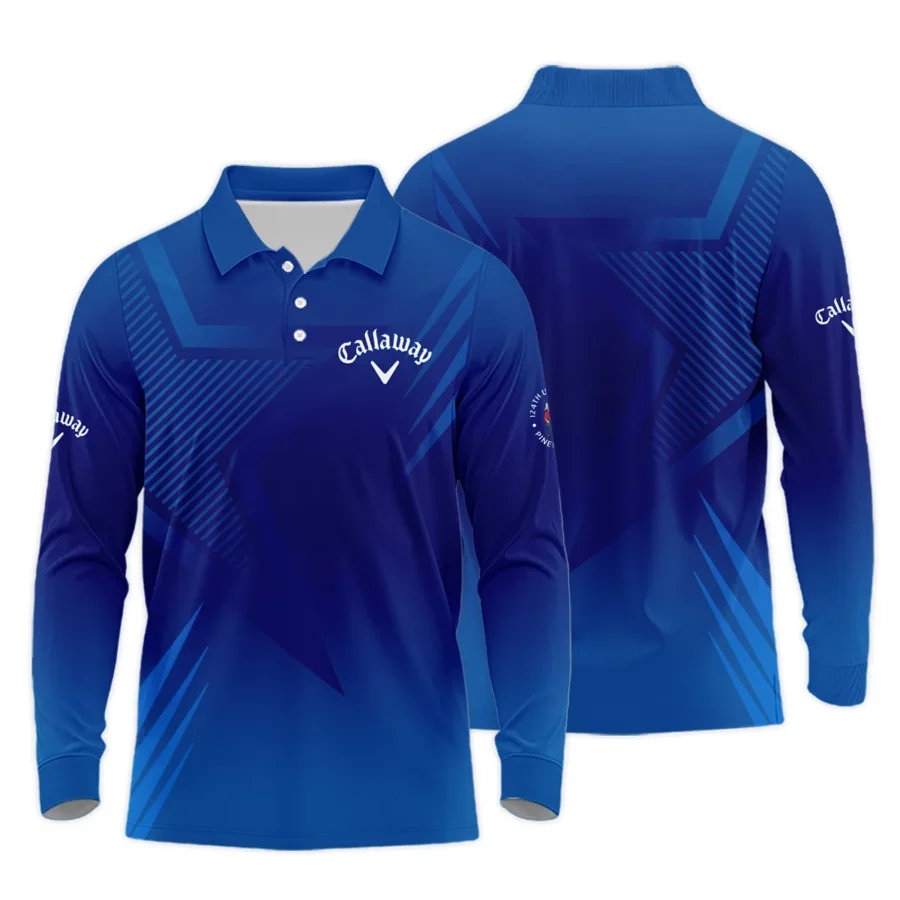 124th U.S. Open Pinehurst No.2 Callaway Long Polo Shirt Dark Blue Gradient Star Pattern Long Polo Shirt For Men