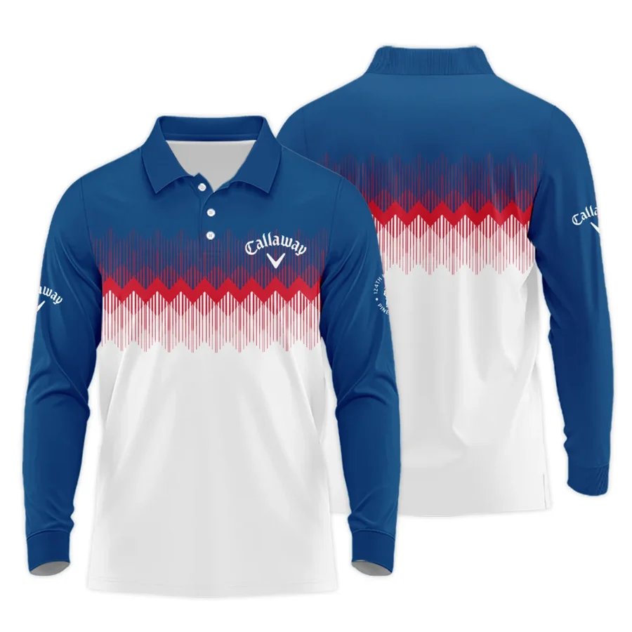 Callaway 124th U.S. Open Pinehurst Long Polo Shirt Blue Red Fabric Pattern Golf Long Polo Shirt For Men