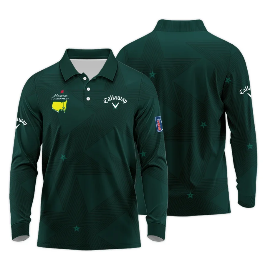 Golf Masters Tournament Callaway Long Polo Shirt Stars Dark Green Golf Sports All Over Print Long Polo Shirt For Men