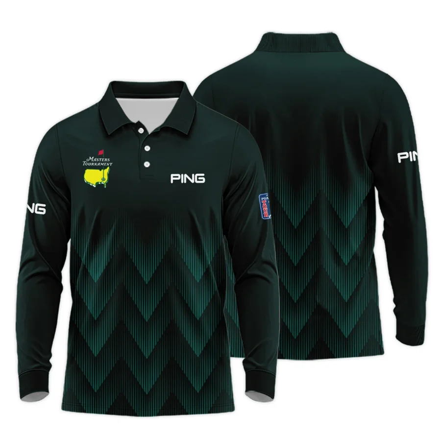 Masters Tournament Golf Ping Long Polo Shirt Zigzag Pattern Dark Green Golf Sports All Over Print Long Polo Shirt For Men