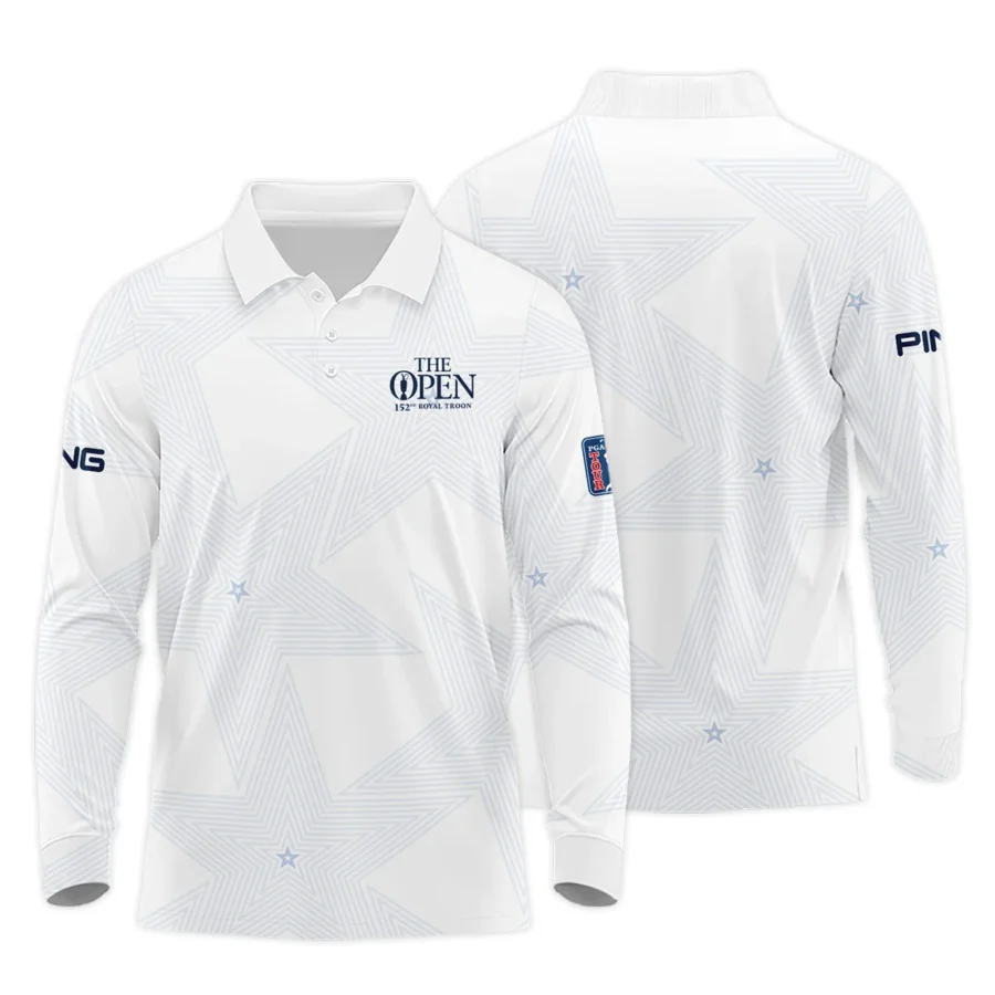 152nd The Open Championship Golf Ping Long Polo Shirt Stars White Navy Golf Sports All Over Print Long Polo Shirt For Men