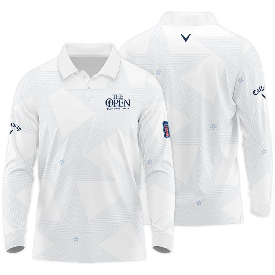 The 152nd Open Championship Golf Sport Callaway Long Polo Shirt Sports Star Sripe White Navy Long Polo Shirt For Men