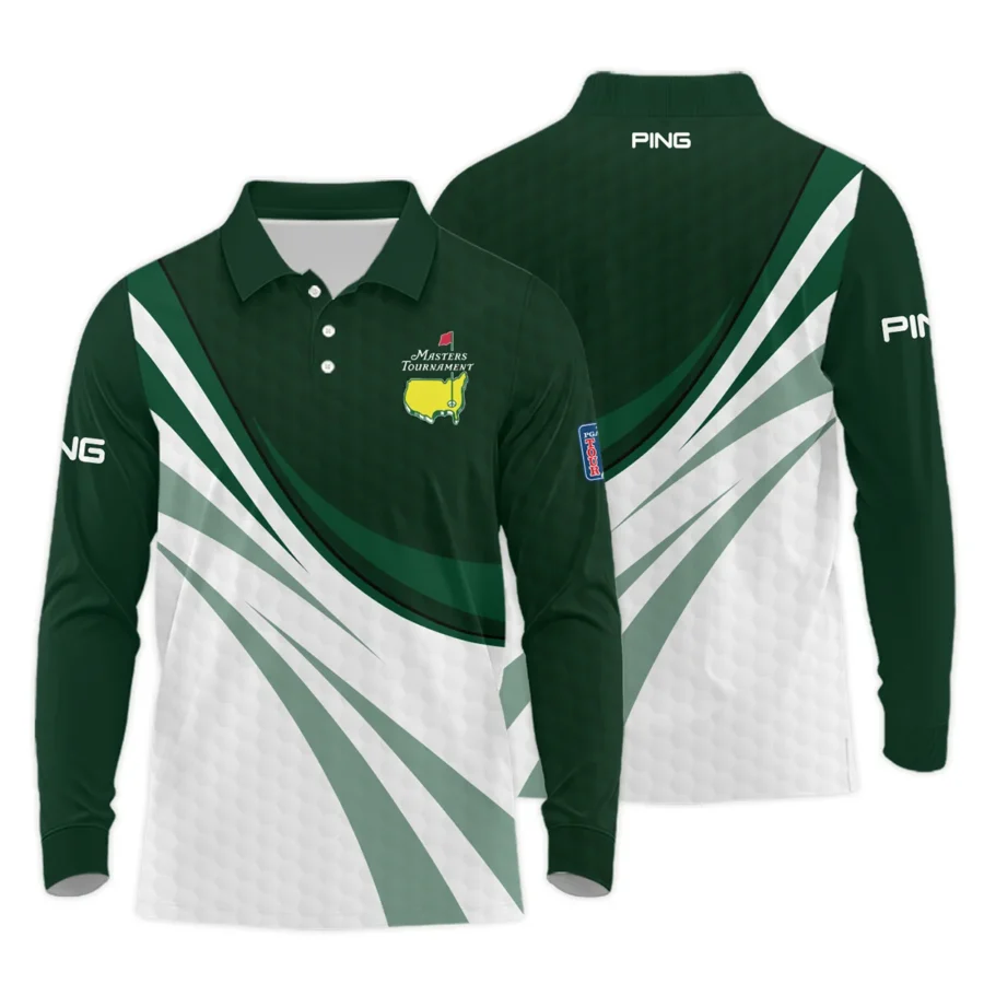 Golf Sport Masters Tournament Ping Long Polo Shirt Green Color Sports Golf Ball Pattern All Over Print Long Polo Shirt For Men