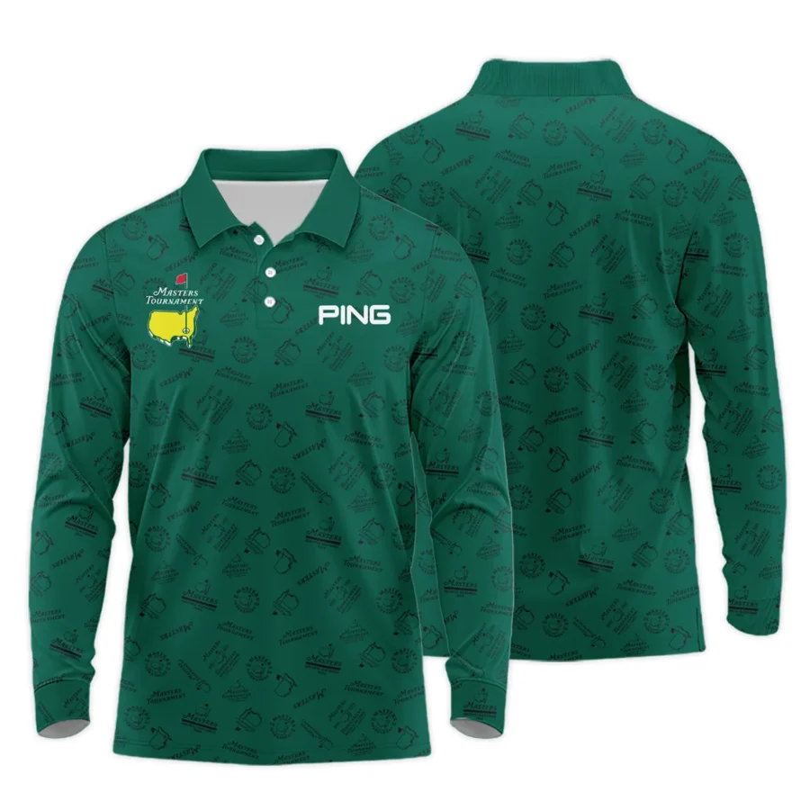 2024 Masters Tournament Ping Long Polo Shirt Sports Green Color Pattern All Over Print Long Polo Shirt For Men