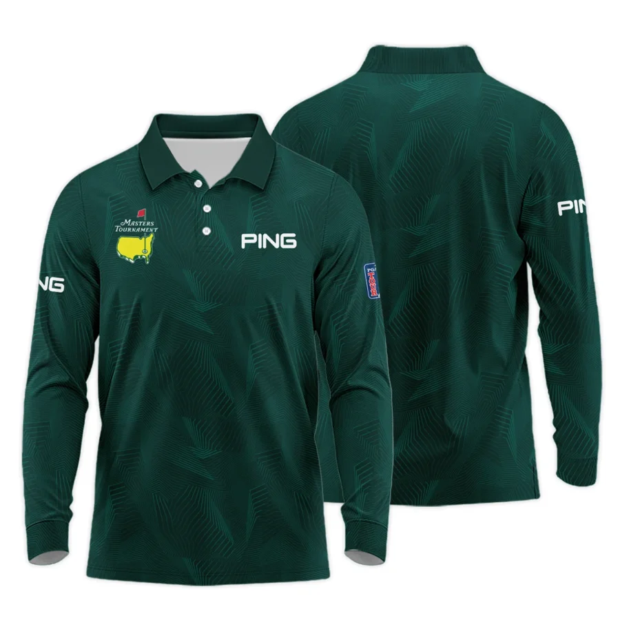 Abstract Pattern Lines Forest Green Masters Tournament Ping Long Polo Shirt Style Classic Long Polo Shirt For Men