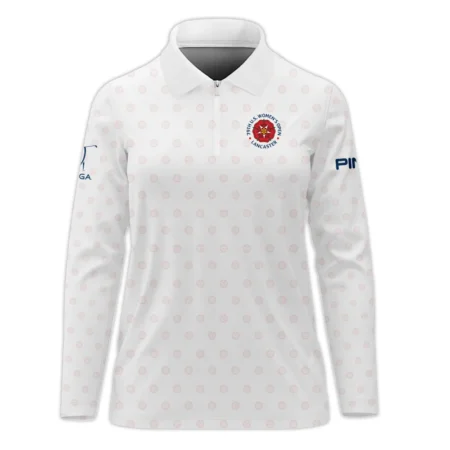 Golf Pattern 79th U.S. Women’s Open Lancaster Ping Zipper Polo Shirt White Color All Over Print Zipper Polo Shirt For Woman