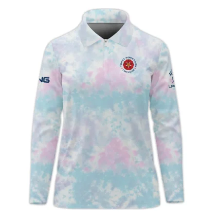 Tie dye Pattern 79th U.S. Women’s Open Lancaster Ping Sleeveless Polo Shirt Blue Mix Pink All Over Print Sleeveless Polo Shirt For Woman